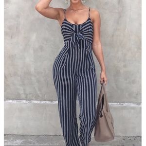 Sexy Jumper/Romper Navy & White Striped 2XL